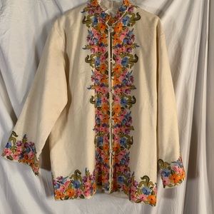 Vintage Floral Embroidered Wool Jacket